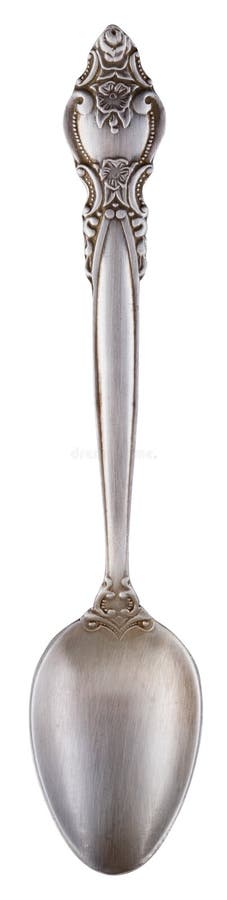 Silver spoon on a white background