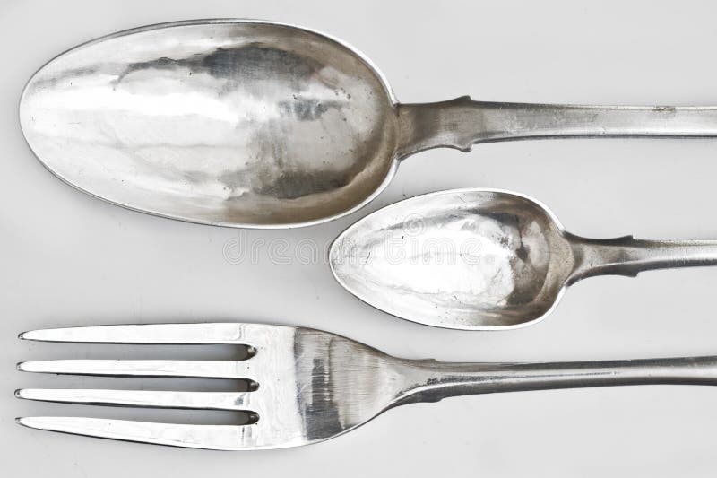 Silver Spoons and Dinner Fork Stock Image Image of silverware
