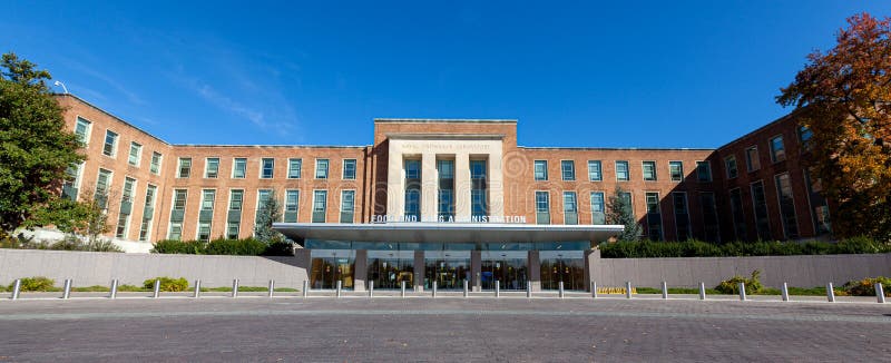 Silver Spring, MD, USA 11/10/2020: Exterior view of the headquarters of US Food and Drug Administration FDA. This federal agency approves medications, vaccines and food additives for human use