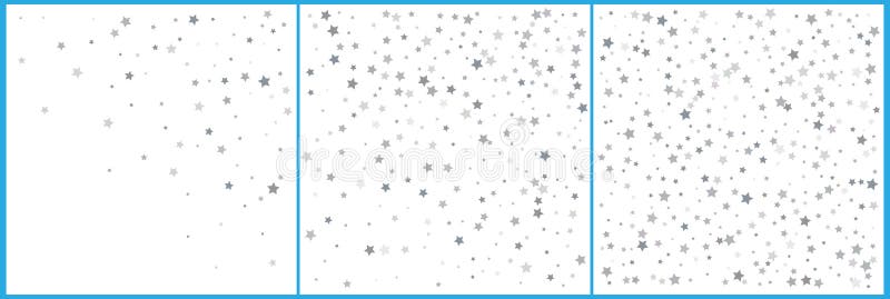 Silver star confetti celebrations. Simple festive modern design. Holiday vector. Set 3 in 1