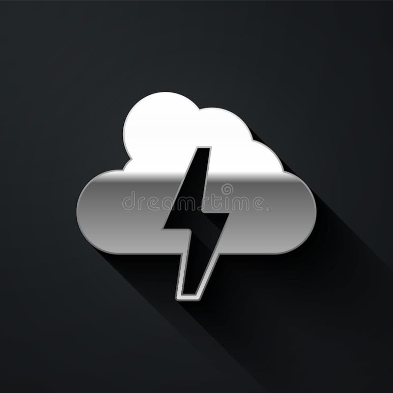 Silver Storm Icon Isolated on Black Background. Cloud and Lightning