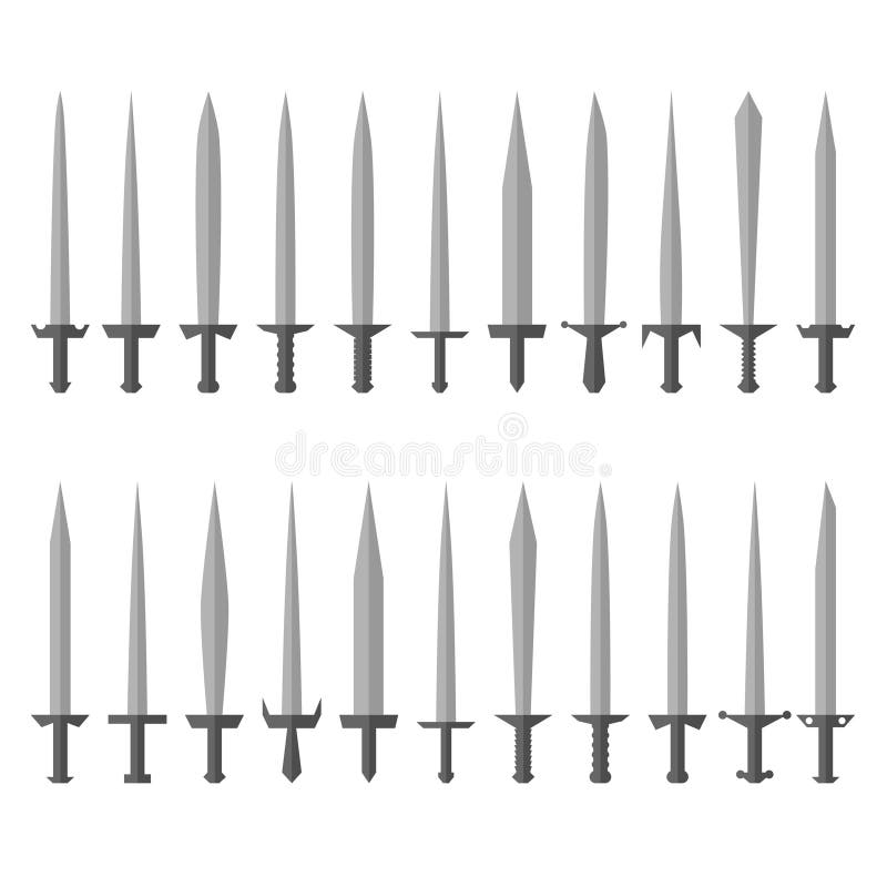 Silver Sword set stock vector. Illustration of dangerous - 91681009