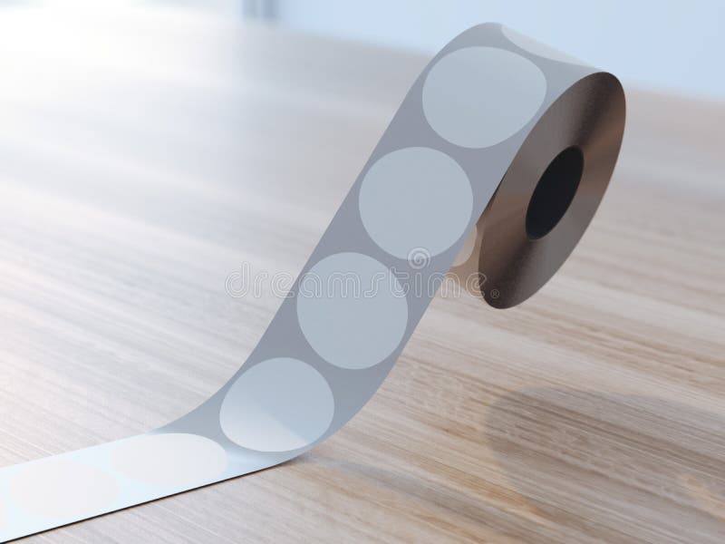 Silver Tape with Black Circle Stickers. 3d Rendering Stock Illustration