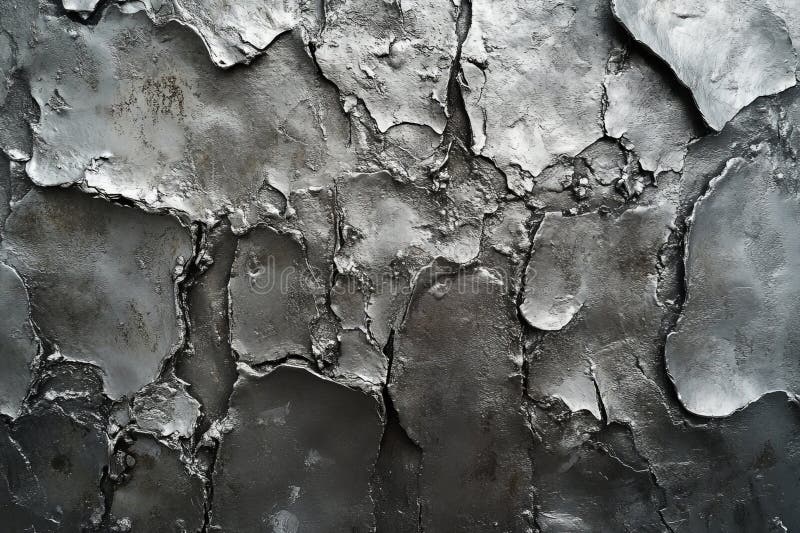 A silver textured surface with a heavily corroded appearance, showing deep pits and rough areas royalty free stock photo
