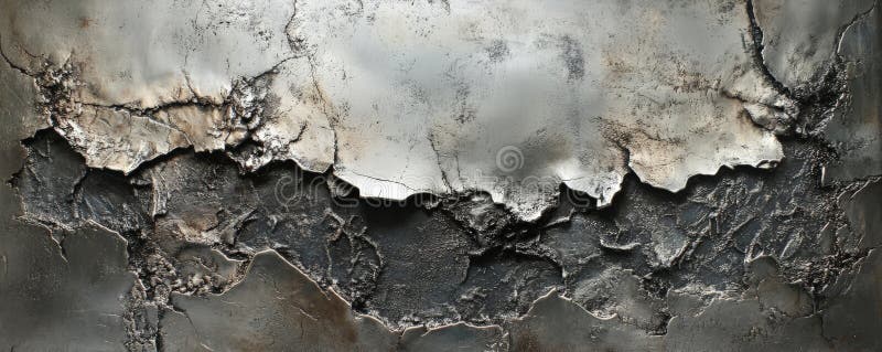 A silver textured surface with a heavily patinated finish, featuring deep, darkened areas that royalty free stock photography