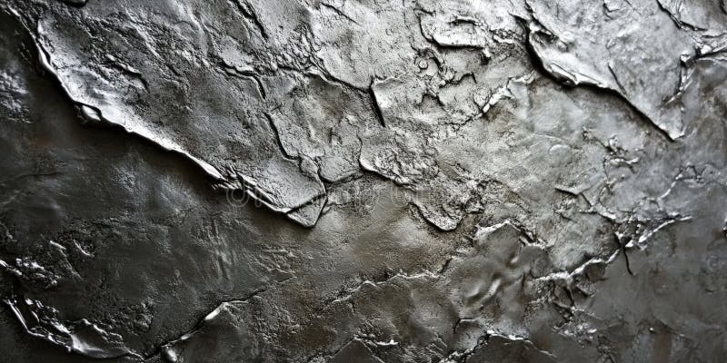 A silver textured surface with a rugged, cast-metal finish, showcasing rough, uneven areas that stock photography