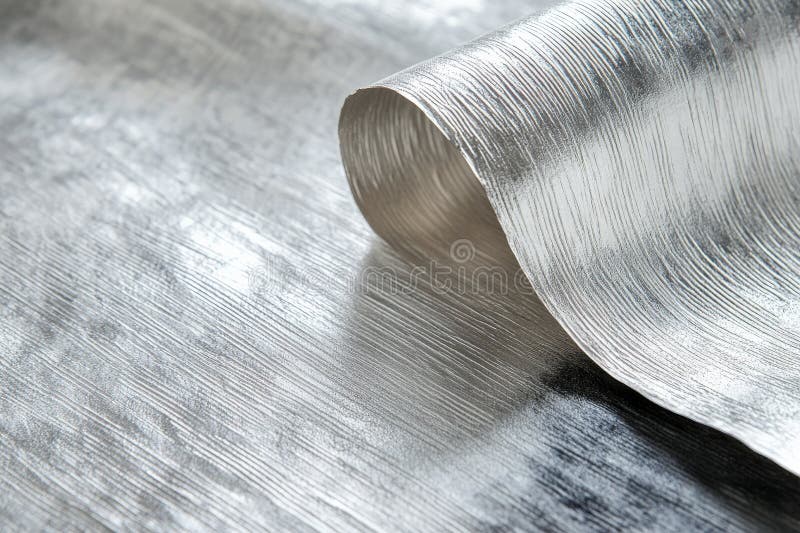 A silver textured surface with a smooth, matte finish, featuring faint, linear patterns that add a stock photography