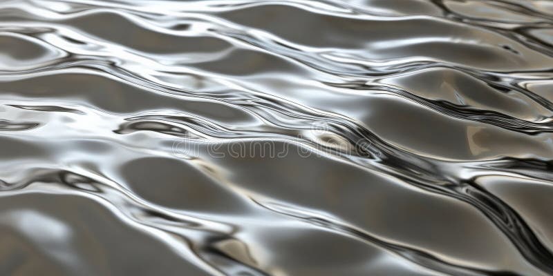 A silver textured surface with a smooth, rippled pattern, mimicking gentle waves in a calm body of royalty free stock image