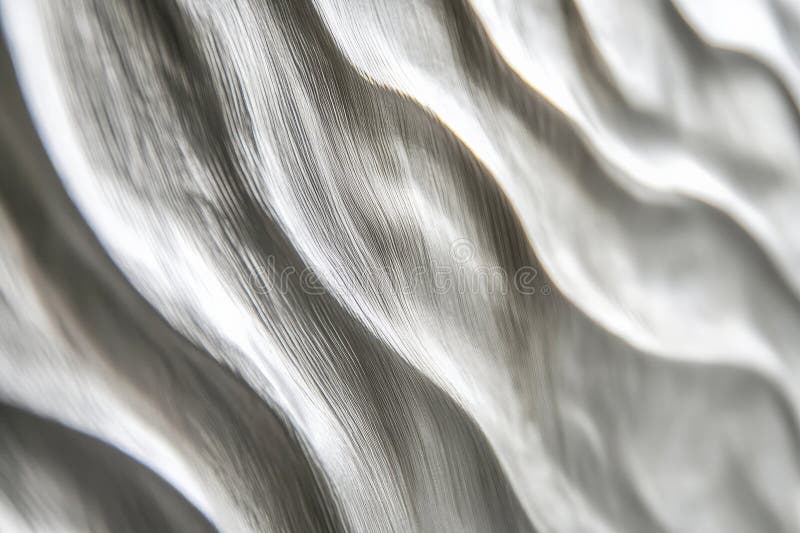 A silver textured surface with a smooth, satin finish, featuring faint, undulating lines that add a stock photography