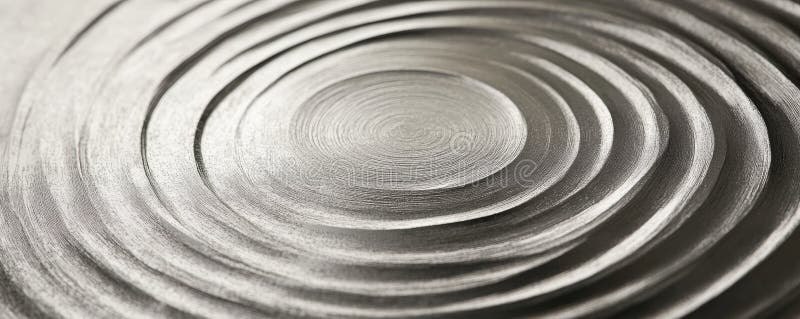 A silver textured surface with a smooth, satin-like finish, accented by faint, concentric circles royalty free stock image