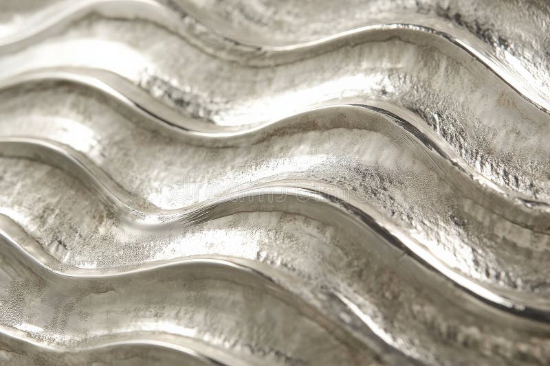 A silver textured surface with a subtle, wave-like pattern, creating the illusion of gentle stock images