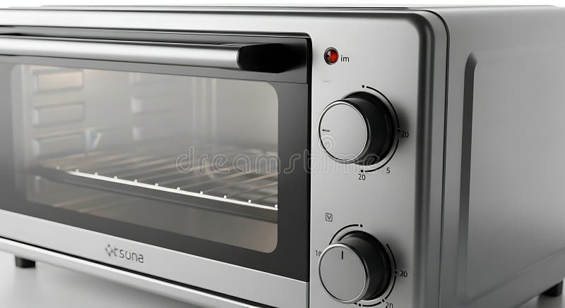 Silver Toaster Oven with Temperature Controls and Glass Door vector illustration