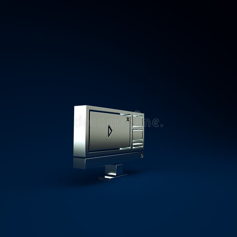 Silver Video Recorder or Editor Software on Computer Monitor Icon Isolated  on Blue Background. Minimalism Concept Stock Illustration - Illustration of  edit, blue: 200891340