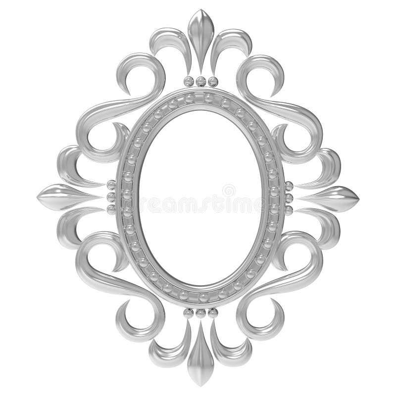 Silver Vintage Frame Isolated on White Background Stock Image Image