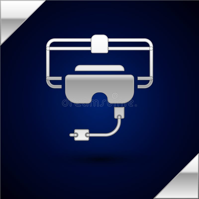 Silver Virtual Reality Glasses Icon Isolated on Dark Blue Background.  Stereoscopic 3d Vr Mask Stock Vector - Illustration of icon, game: 267949770