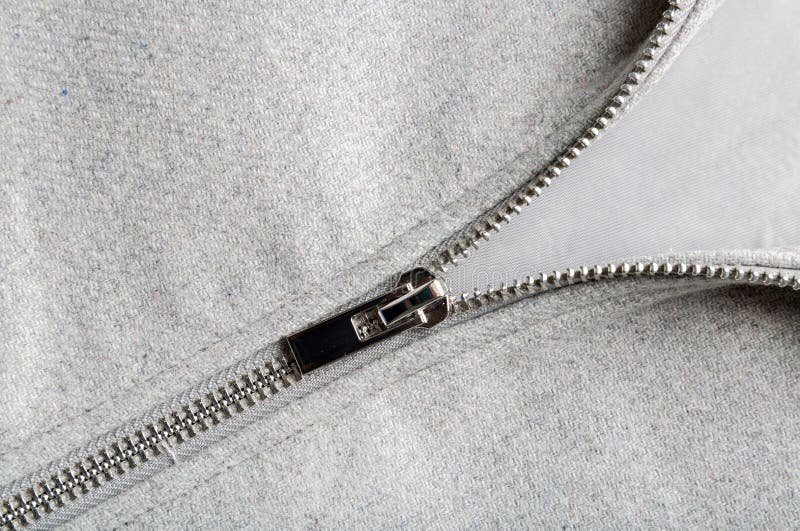 Silver Zip on Woolen Fabric Stock Photo - Image of jacket, cloth: 78241564