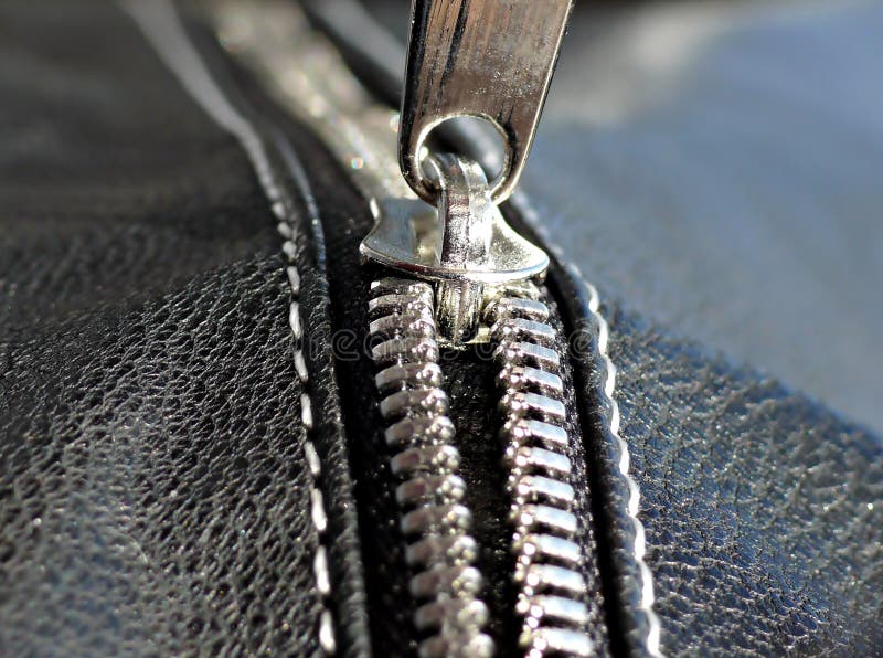 Silver Zipper On Black Picture. Image 13728213