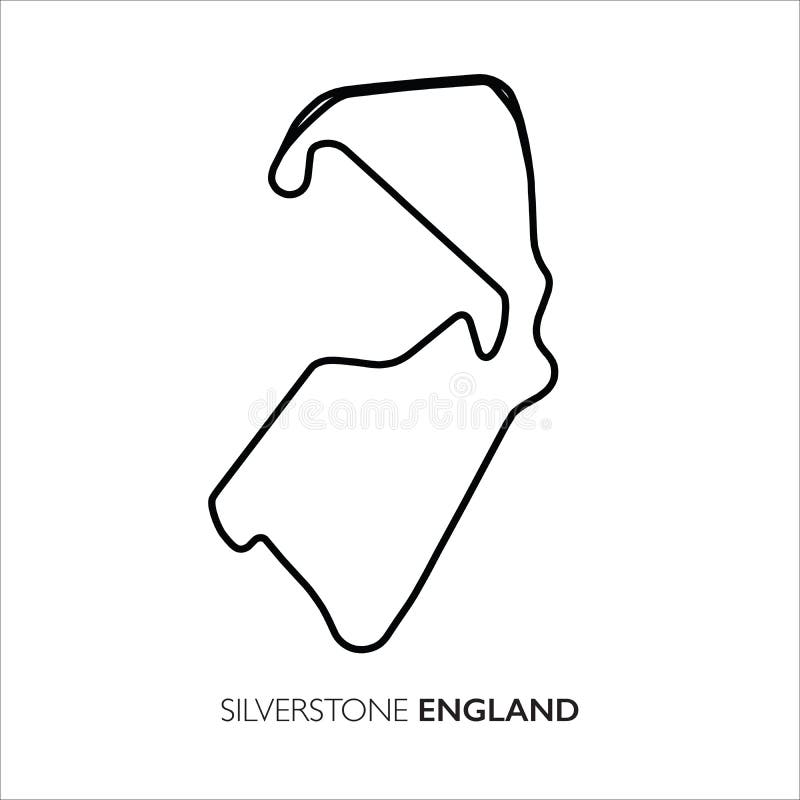 Silverstone circuit, England. Motorsport race track vector map