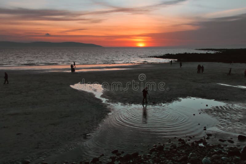 Silverstrand Beach at Sunset, Galway, Ireland Stock Photo Image of