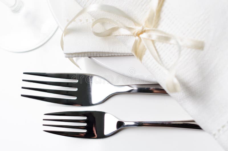 Silverware and plate set stock photo. Image of empty 27775566