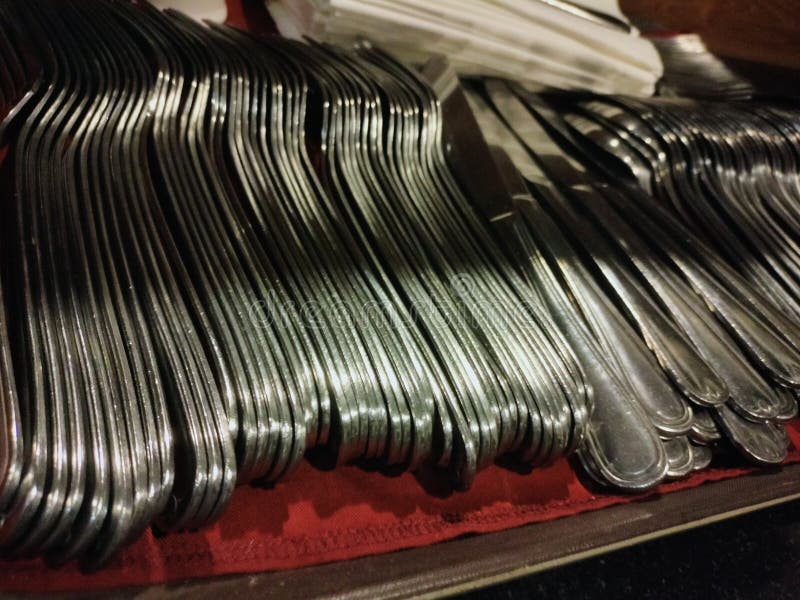 Silverware in a Restaurant in a Hotel Stock Image Image of firearm