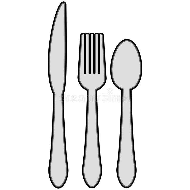 Cutlery Set with Plate Icon Cartoon Stock Illustration Illustration
