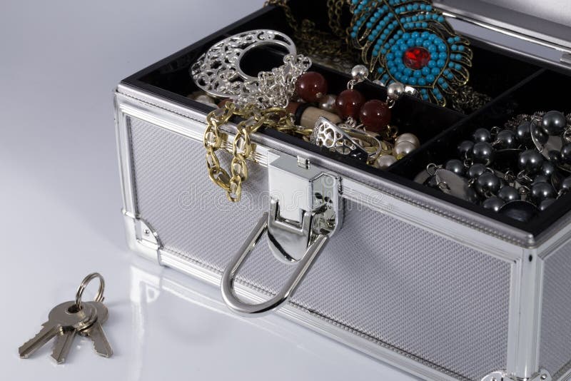 Silvery Jewelry Box with Keys Stock Image Image of luxury, white