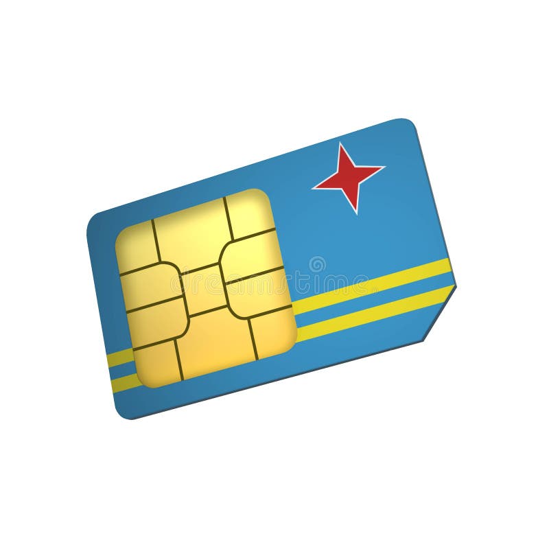 Aruba Mobile Operator. SIM Card with Flag. Vector Illustration. Stock