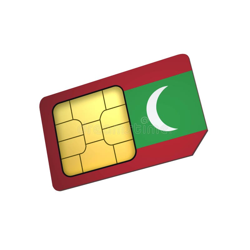 SIM -карты с флагом На мальдивах концепция операторов сотовой связи на Мальдивские острова иллюстрация штока
