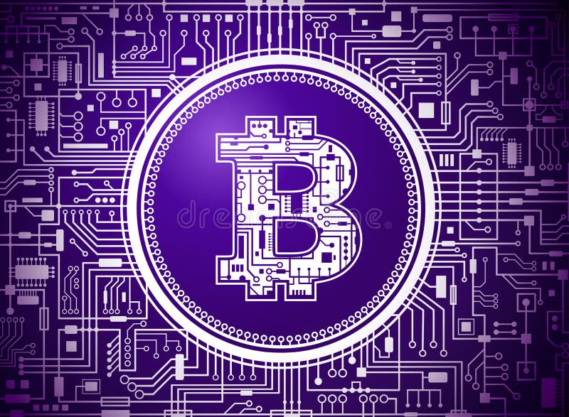 Simbol monedă digitală bitcoin simbol vector violet vector illustration