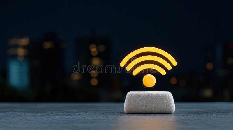 Simbol Wifi iluminat design modern pe un concept de tehnologie de fundal întunecat royalty free illustration