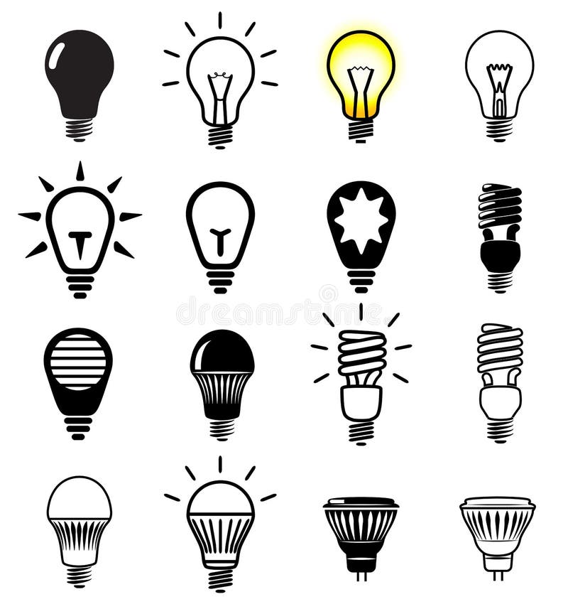 Set of light bulbs icons. Vector illustration. Set of light bulbs icons. Vector illustration.