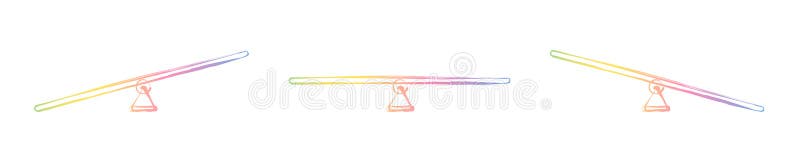 Seesaw balance symbols, easy colorful watercolor pastel style, balanced and unbalanced, equal and unequal weight. Isolated vector icon illustration on white background. Seesaw balance symbols, easy colorful watercolor pastel style, balanced and unbalanced, equal and unequal weight. Isolated vector icon illustration on white background.