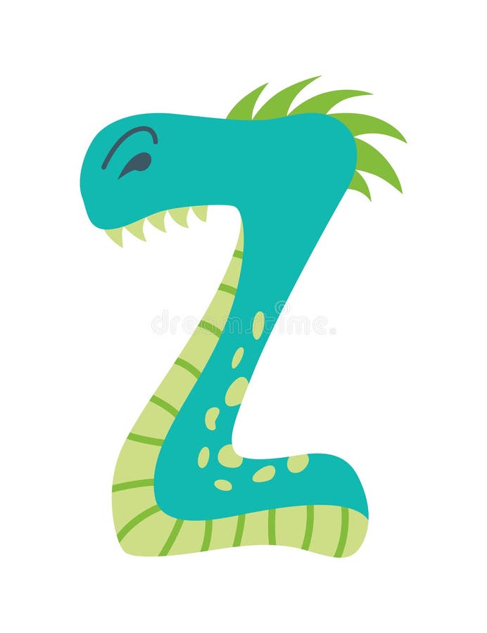 Simbolo alfabeto dinosauro. lettera z dell'alfabeto inglese a forma di dino. vignetta dai colori dei bambini divertente illustrazione di stock