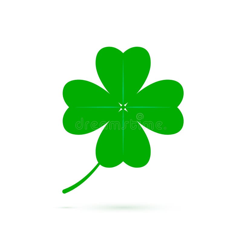 Simbolo del quadrifoglio di fortuna Icona verde del trifoglio isolata su fondo bianco Simbolo del giorno della st Patrics Illustr