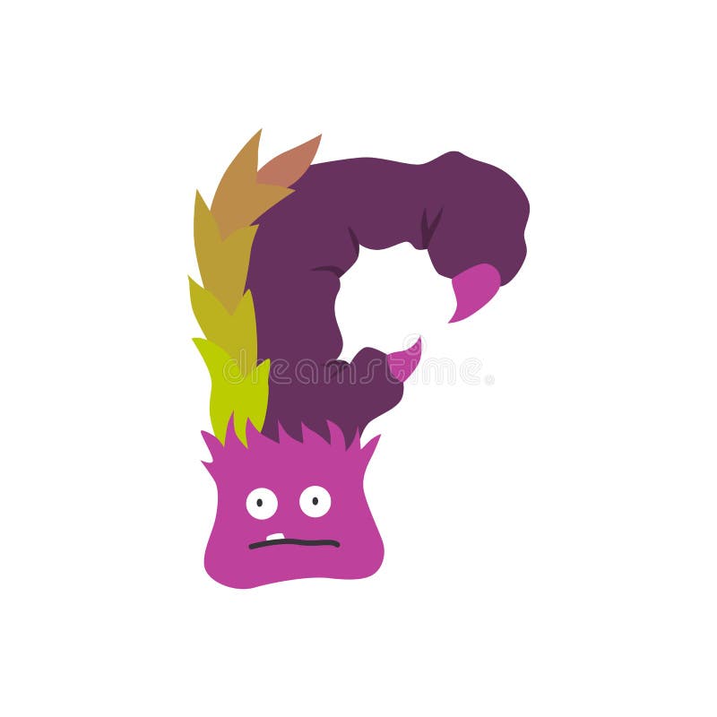 Simbolo dell'alfabeto del mostro. lettera f dell'alfabeto inglese plasmata come mostro. vignetta di colore per bambini divertente illustrazione di stock