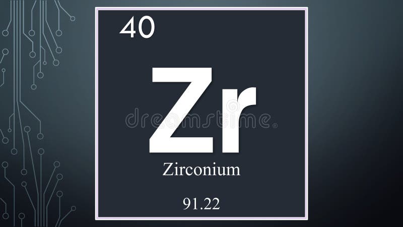Simbolo dell'elemento chimico zirconio su fondo astratto scuro royalty illustrazione gratis
