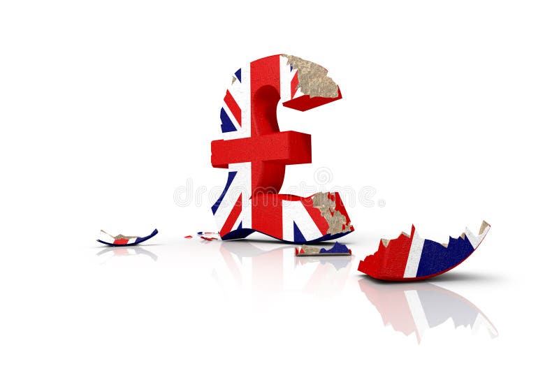 Simbolo della libbra britannica avariata dopo il Brexit illustrazione vettoriale Simbolo della libbra britannica avariata dopo il Brexit illustrazione vettoriale