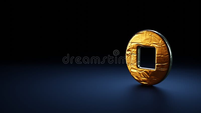Simbolo della rappresentazione 3d del cerchio di arresto avvolto nella pellicola d'oro su fondo blu scuro royalty illustrazione gratis