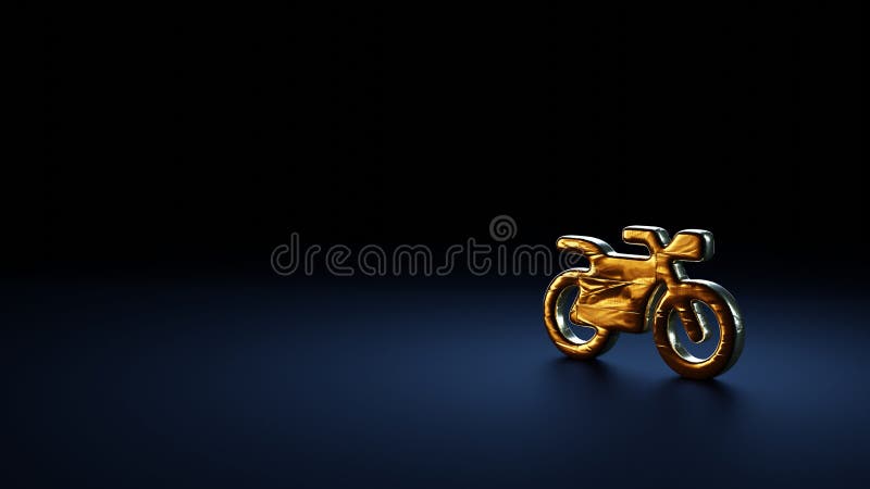 Simbolo della rappresentazione 3d del moto avvolto nella pellicola d'oro su fondo blu scuro illustrazione vettoriale