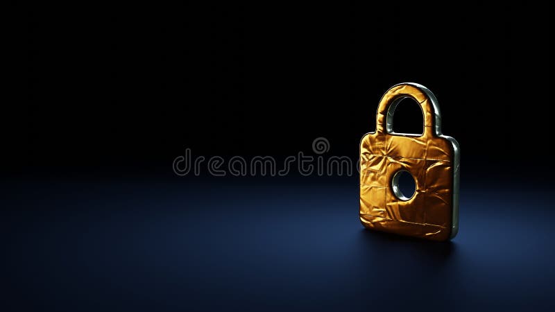 Simbolo della rappresentazione 3d del web avvolto nella pellicola d'oro su fondo blu scuro royalty illustrazione gratis