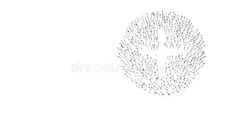 Simbolo della rappresentazione 3d più avvolto nella pellicola d'oro su fondo blu scuro illustrazione di stock