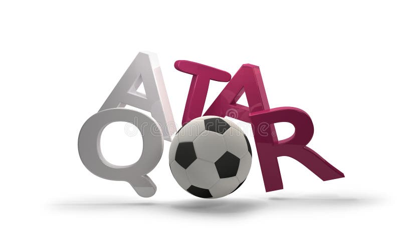 Simbolo della rappresentazione di calcio 3d di calcio del Qatar con pallone da calcio royalty illustrazione gratis