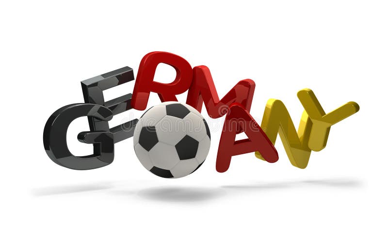 Simbolo della rappresentazione di calcio 3d di calcio della Germania con pallone da calcio illustrazione di stock