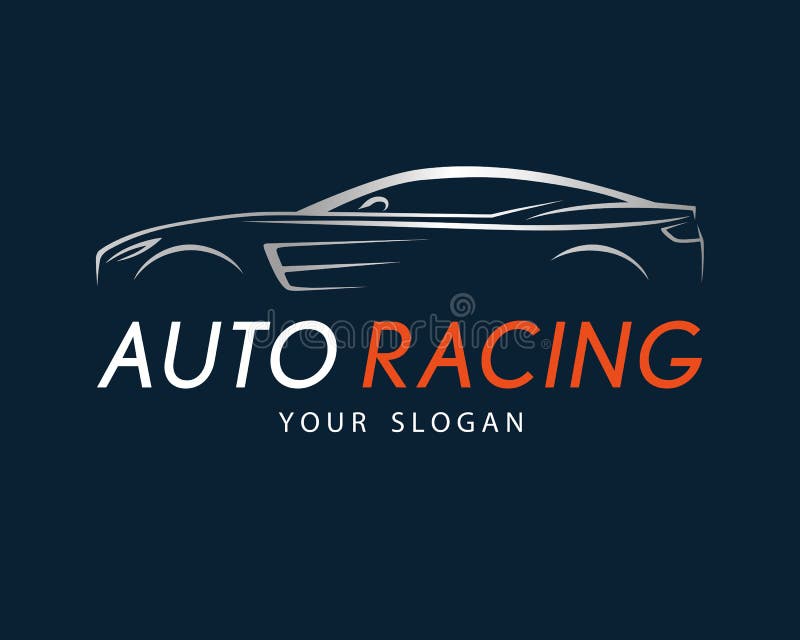 Simbolo di automobilismo su fondo blu scuro Ceppo d'argento dell'automobile sportiva royalty illustrazione gratis