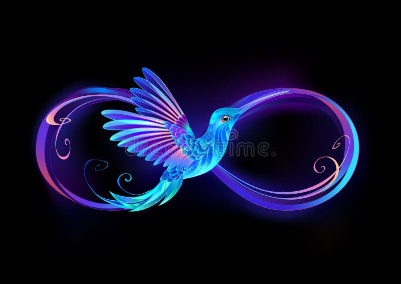 Simbolo di infinito con colibrì luccicante
