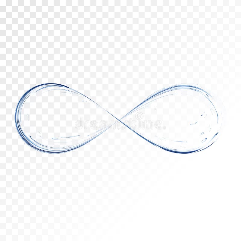 Simbolo di infinito Spruzzata dell'acqua blu trasparente Acqua come risorsa non senza fine ed illimitata, concetto ecologico di p