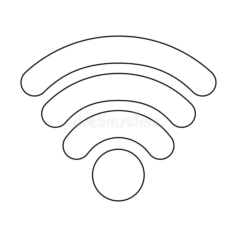 Simbolo di Internet di zona di Wifi in bianco e nero. Progettazione grafica isolata simbolo dell'illustrazione di vettore di Internet di zona di Wifi