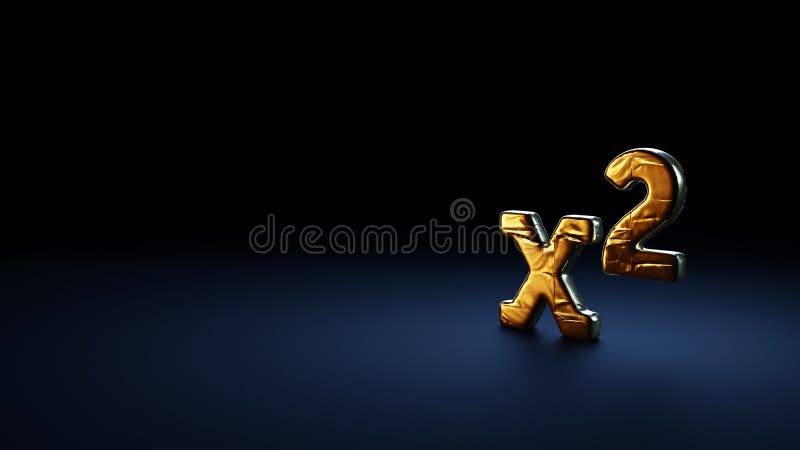 Simbolo di rendering 3d dell'esponente avvolto nella pellicola d'oro su fondo blu scuro royalty illustrazione gratis