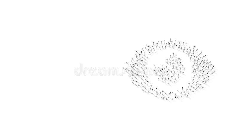 Simbolo di rendering 3d dell'occhio avvolto nella pellicola d'oro su fondo blu scuro illustrazione di stock